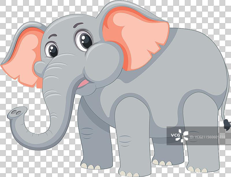 可爱的灰色大象，拥有大大的粉色耳朵图片素材