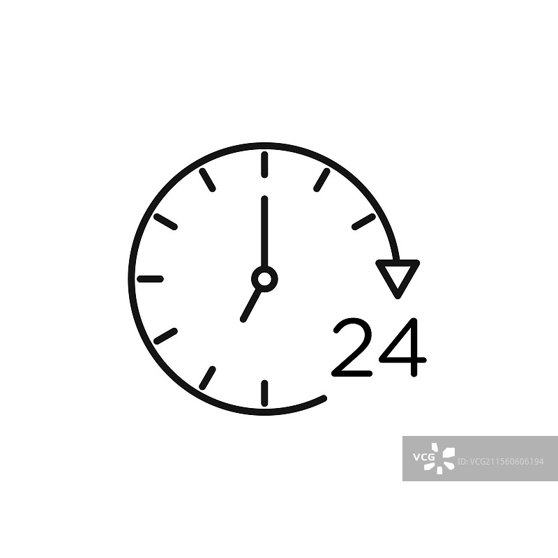 二十四小时图标 简约细线图标图片素材