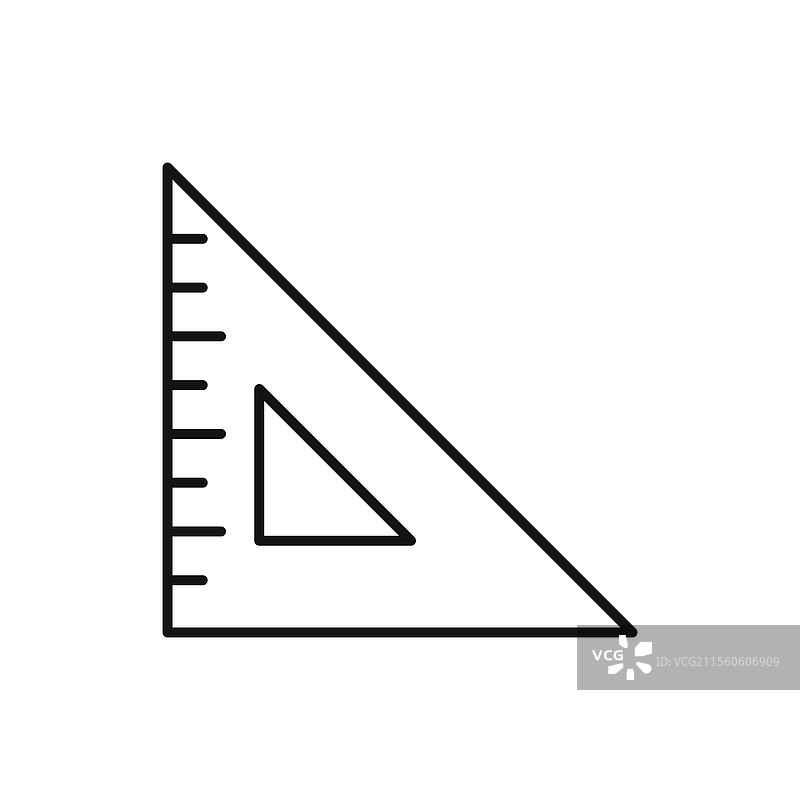 三角尺图标，简单细线图标图片素材