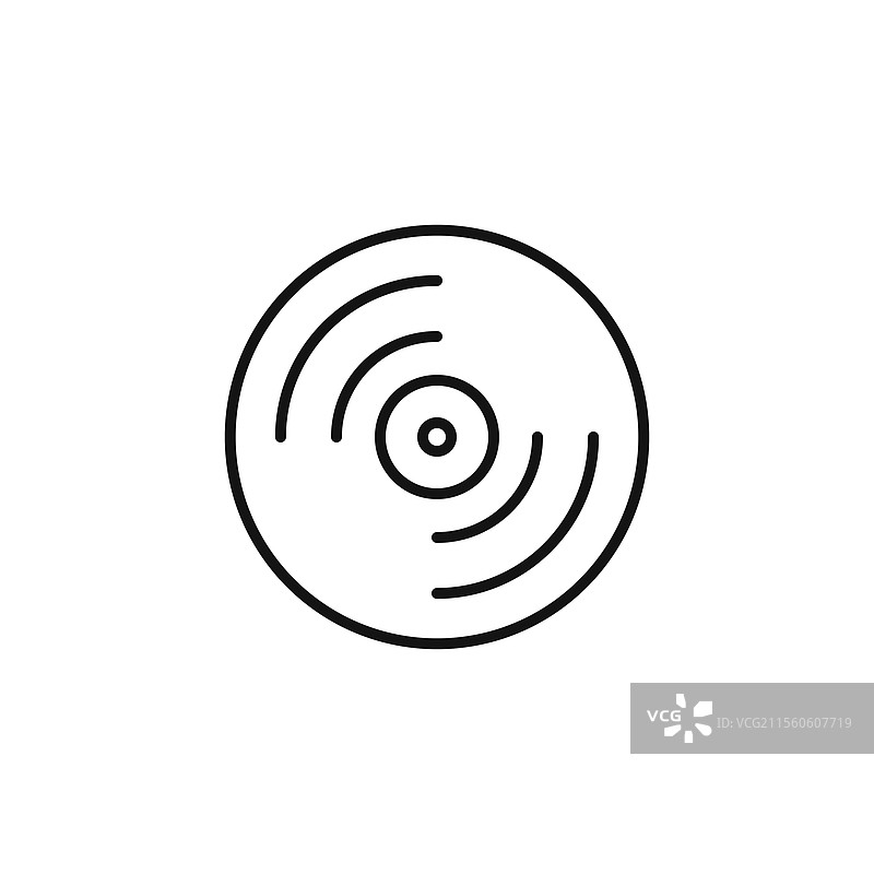 简约的黑胶唱片图标，细线设计图片素材