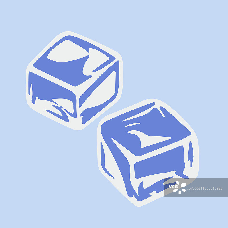 蓝色背景上的两个冰块的艺术风格表现图片素材