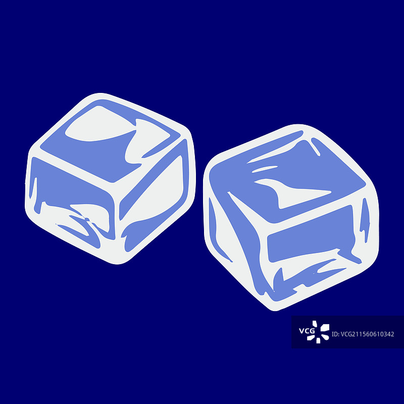 蓝色背景上的两个冰块的艺术风格表现图片素材