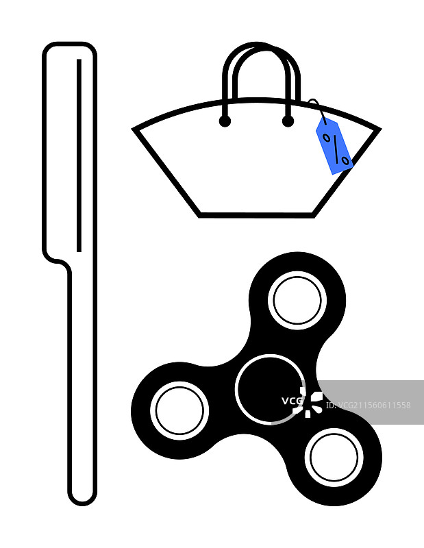 时尚手袋，带有价格标签和指尖陀螺图片素材