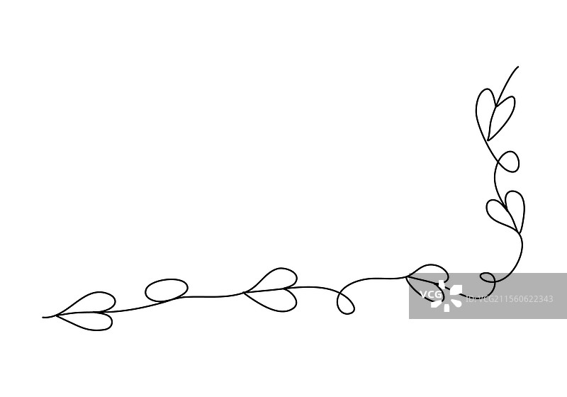 浪漫花卉角框单线画图片素材