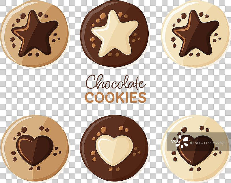 一套带有心形和星形的巧克力饼干图片素材