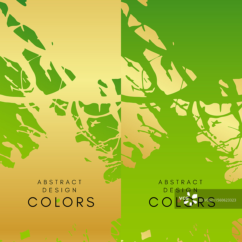 绿色艺术横幅与金色装饰图片素材