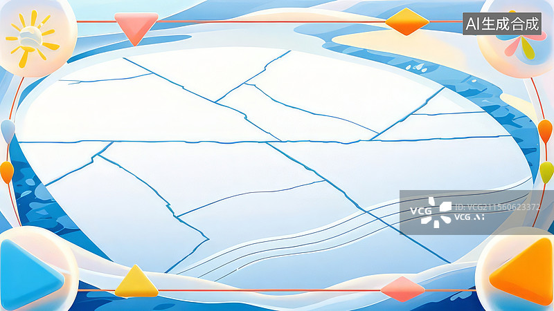 【AI数字艺术】2D卡通环绕-冰裂纹与彩色图案背景图片素材