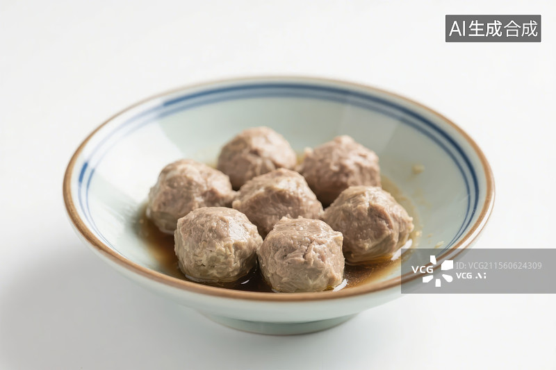 【AI数字艺术】陶瓷碗里的潮汕牛肉丸图片素材