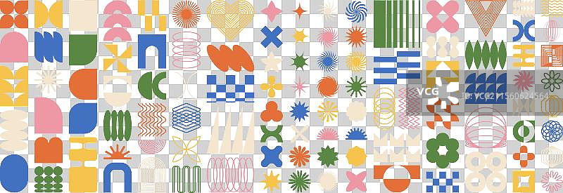 瑞士简约风格的粗犷主义抽象形状集合图片素材