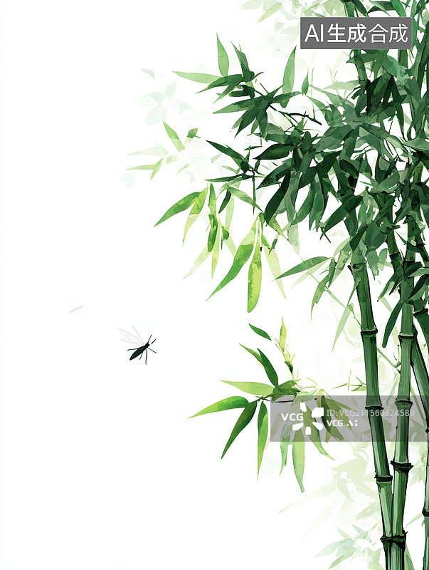 【AI数字艺术】竹影清风,蝶舞翩跹图片素材