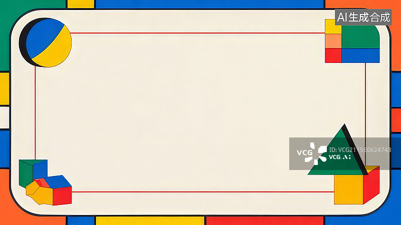 【AI数字艺术】2D卡通环绕-几何图形与色块组合的框架图片素材