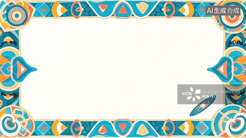 【AI数字艺术】2D卡通环绕-抽象几何图案边框图片素材