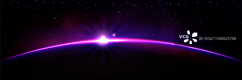 紫色地球星球，光亮背景，抽象天空，日出图片素材