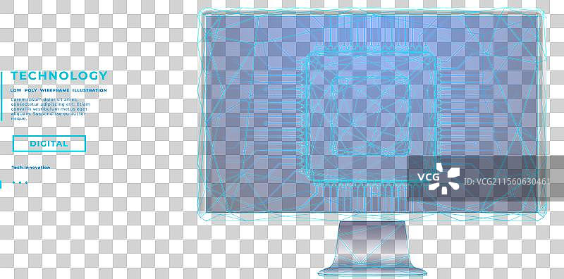 空电脑显示器上的人工智能芯片图片素材