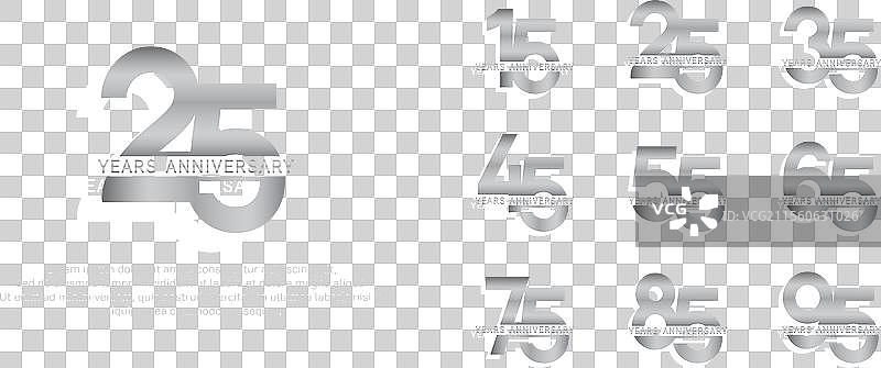 银色周年纪念标志风格的套件图片素材