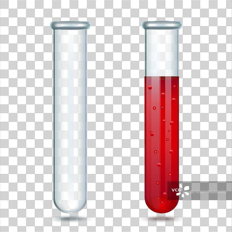 带有红色液体的玻璃实验室试管图片素材