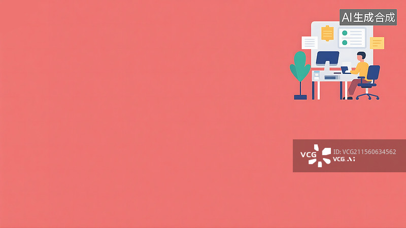 【AI数字艺术】商务办公2D卡通背景右上图片素材