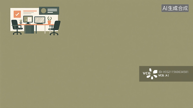 【AI数字艺术】商务办公2D卡通背景左上图片素材