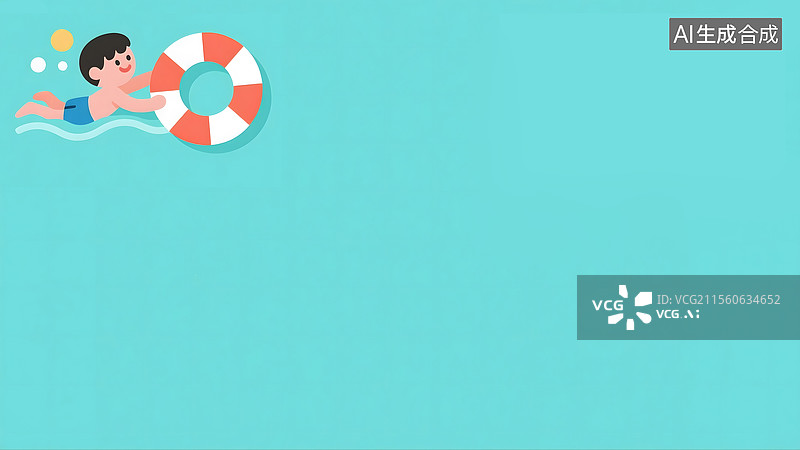 【AI数字艺术】游泳2D卡通背景左上图片素材