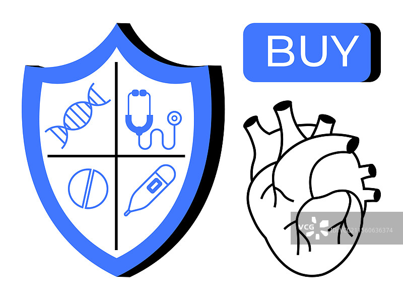 带有健康图标的医疗护盾图片素材