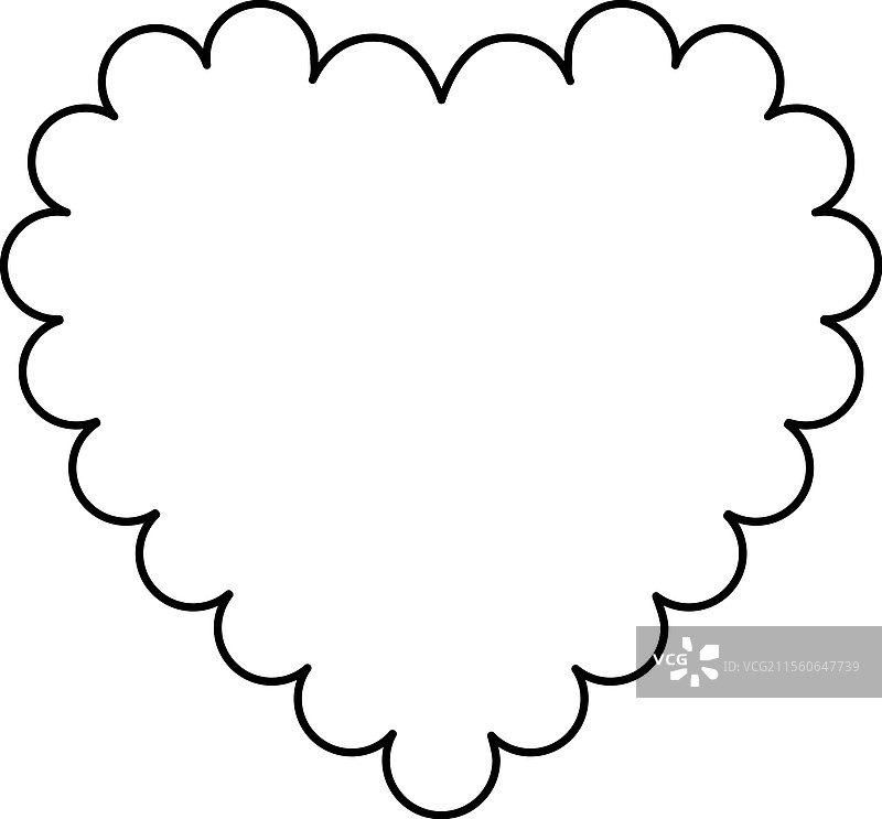 波浪轮廓的心形 - 线性图像图片素材