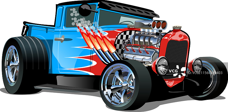 复古卡通热棒车，背景为白色图片素材