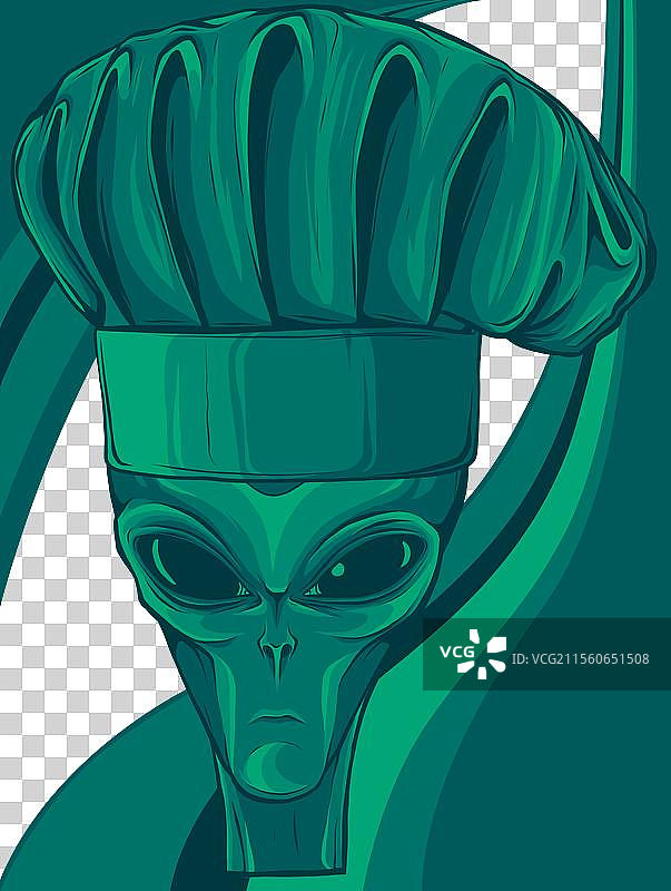 外星人戴着厨师帽的艺术作品图片素材