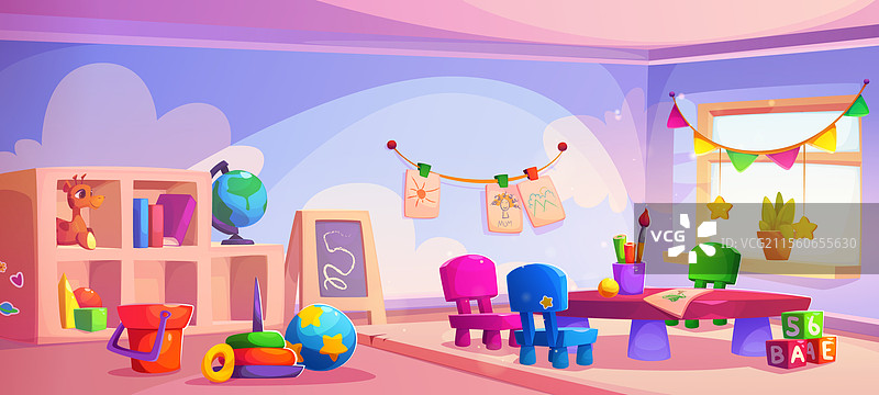 幼儿园教室卡通小孩学校房间图片素材