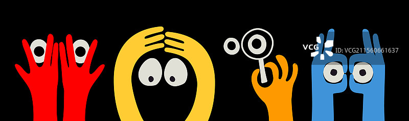 方形抽象漫画面孔，展现各种情感图片素材