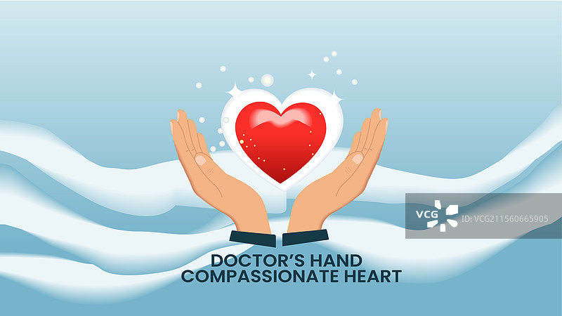 医生的手与充满同情的心图片素材