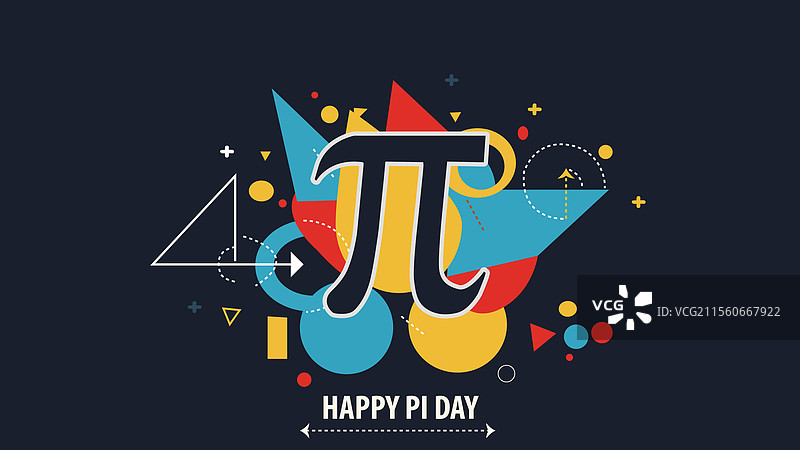 快乐的圆周率日，五彩斑斓的几何图形图片素材