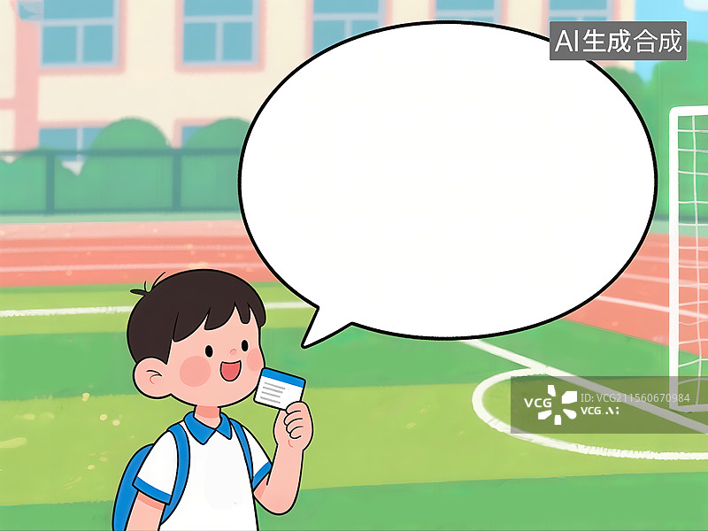 【AI数字艺术】校园里拿着校园卡打电话的小学生图片素材