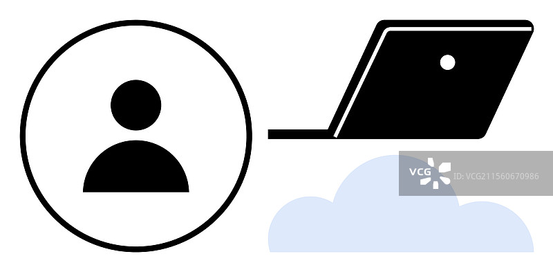 笔记本电脑和云端旁边的人物图标图片素材