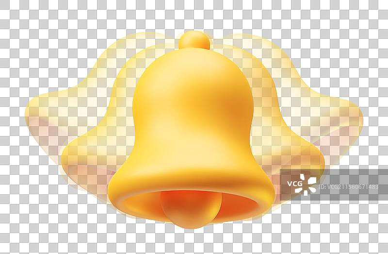 3D逼真的黄色响铃塑料通知图片素材