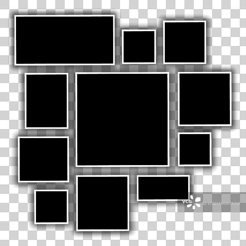 拼贴画，包含十一帧照片的部分或图像图片素材