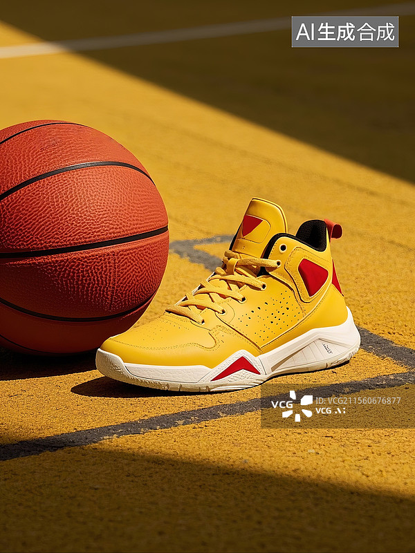 【AI数字艺术】篮球和一只球鞋图片素材
