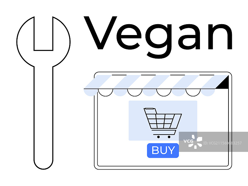 在线素食购物概念与扳手图片素材