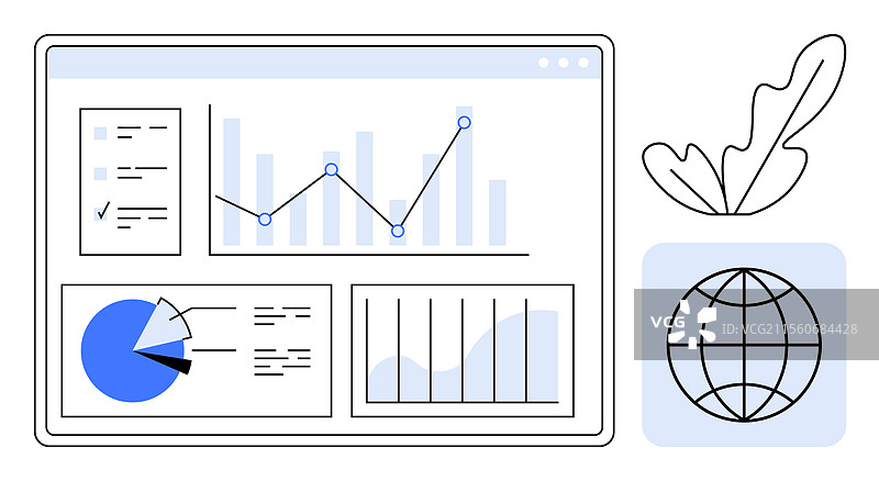 数字仪表板展示数据分析饼图图片素材