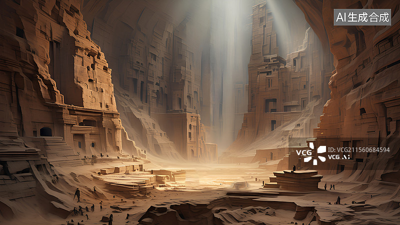 【AI数字艺术】泥塑插画  城市建筑的低角度视图图片素材