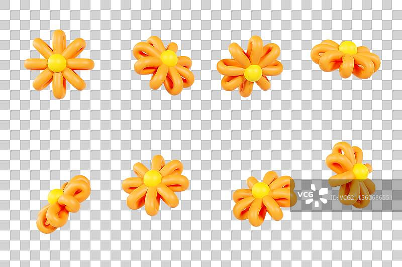 3D立体不同角度鲜花气球花春天花朵元素图片素材