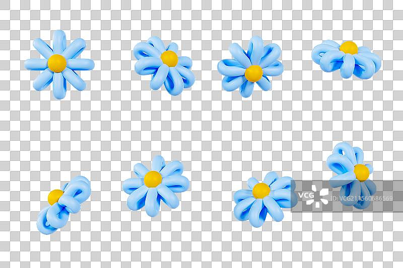 3D立体不同角度鲜花气球花春天花朵元素图片素材