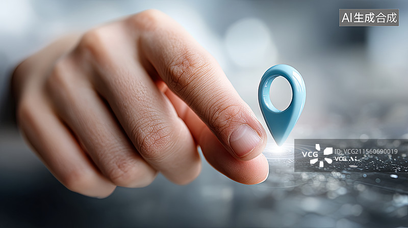 【AI数字艺术】手指触控悬浮定位图标概念图图片素材