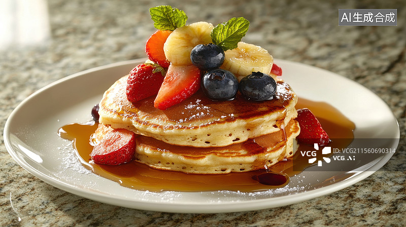 【AI数字艺术】水果装饰的煎饼图片素材