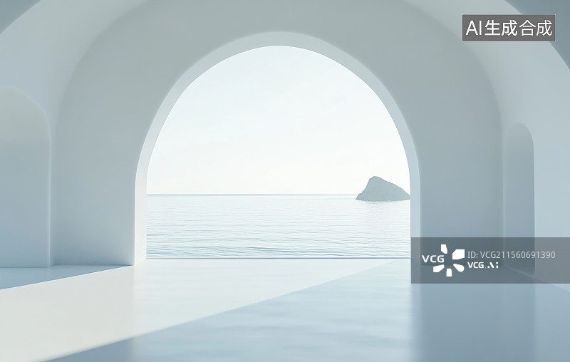 【AI数字艺术】现代建筑白色的极简主义房子，汽车广告背景图图片素材