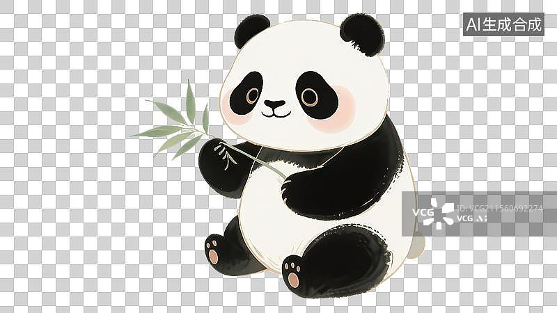 【AI数字艺术】治愈系风格-熊猫吃竹子图片素材