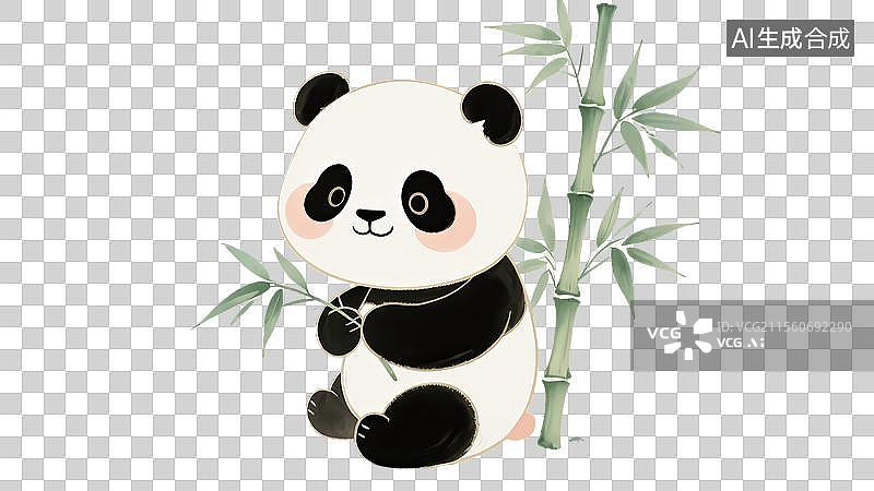 【AI数字艺术】治愈系风格-熊猫吃竹子图片素材