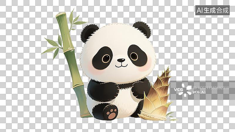 【AI数字艺术】治愈系风格-熊猫吃竹子图片素材