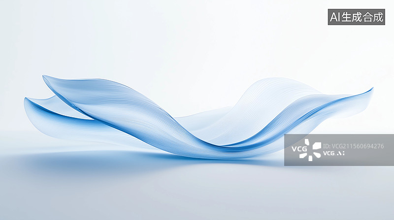 【AI数字艺术】蓝色绸缎丝绸图片素材