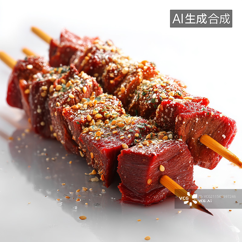 【AI数字艺术】美味的生牛肉串图片素材