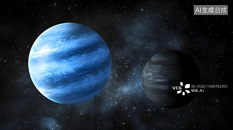 【AI数字艺术】宇宙中的双行星图片素材